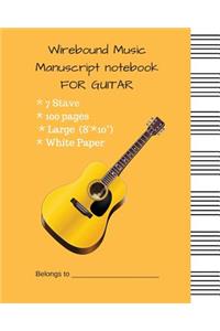 Wirebound Music Manuscript Notebook for Guitar