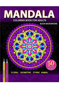 Mandala Coloring Book Black Background