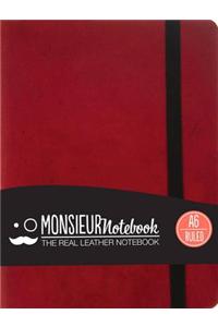 Monsieur Notebook Red Leather Ruled Small