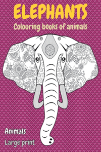 Colouring Books of Animals - Animals - Large Print - Elephants