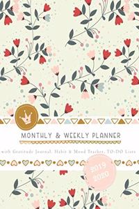 Monthly & Weekly Planner 2019 - 2020 with Gratitude Journal, Habit & Mood Tracker, TO-DO Lists