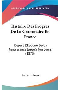 Histoire Des Progres De La Grammaire En France: Depuis L'Epoque De La Renaissance Jusqu'a Nos Jours (1873)