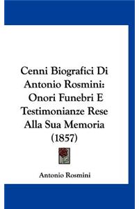 Cenni Biografici Di Antonio Rosmini