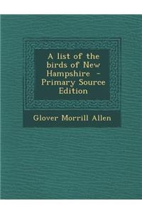 List of the Birds of New Hampshire