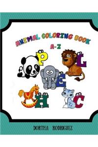 Animals Coloring Book A-z: Animals Coloring and Learning Word A-z: Volume 1 (A-z Learning and Animals Coloring Book)