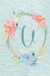 2020 Weekly Calendar Planner - Letter U - Light Blue and Pink Floral Design