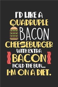 I'd like a quadruple bacon cheeseburger with extra bacon Hold the bun..