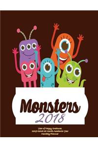 Monsters 2018- Year of Happy Creatures 2017-2018 18 Month Academic Year