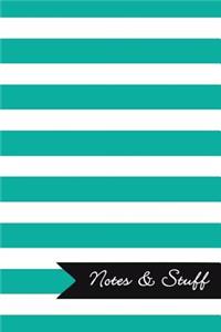 Notes & Stuff - Lined Notebook with Persian Green Striped Pattern Cover