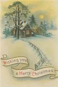 Vintage Christmas Wishes Country Scene Winter Day Journal