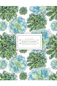 Budget Planner: Turquoise Cactus Watercolor - An Everyday Budget Planner - Monthly Bill Tracker (Size 8.5x11)