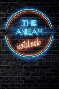 The ANIYAH Notebook: Vintage Blank Ruled Personalized & Custom Neon Sign Name Dotted Notebook Journal for Girls & Women. Wall Background. Funny Desk Accessories. Retro B