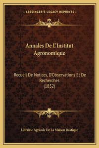 Annales De L'Institut Agronomique