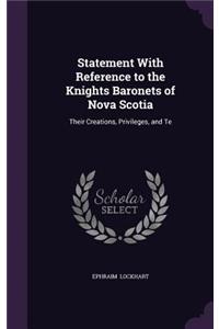 Statement with Reference to the Knights Baronets of Nova Scotia