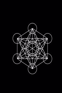 Metatron's Cube Black Background 8.5 x 11 150 Pages College Ruled Lined Journal Notebook
