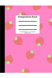 Composition Book 100 Sheet/200 Pages 8.5 X 11 In.-Wide Ruled Strawberries Pink