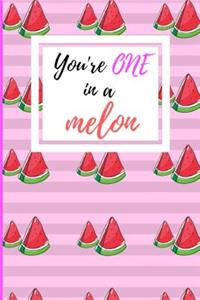 One in a Melon notebook Cute Notebooks for Women Hardcover