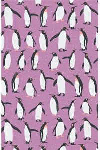 Journal Notebook Penguins in Snow Winter Pattern - Mauve