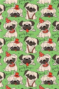 Journal Notebook Funny Pugs Pattern 6