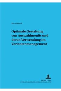 Optimale Gestaltung Von Auswahlmenues Und Deren Verwendung Im Variantenmanagement