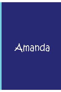 Amanda - Blue Personalized Notebook / Journal / Blank Lined Pages / Soft Matte