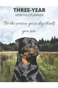 Three Year Monthly Planner Starting 2020 Agenda with Weekly Plan Space - Best Gift For Dog Owner - Funny Rottweiler Appointment Book for 2021 & 2022