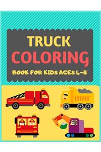 Truck Coloring Book For Kids Ages 4-8