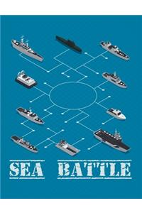 Sea Battle: Classic Battleship Paper Game Grid.
