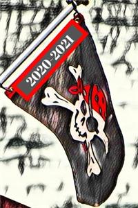 Black & White Skull & Cross Bone Flag Captains Dated Calendar Planner 2 years To-Do Lists, Tasks, Notes Appointments
