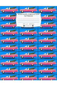 Wide Ruled Composition Notebook. 8.5x 11. 120 Pages. Christmas Cars