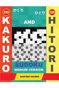200 Kakuro and 200 Hitori sudoku. Medium version