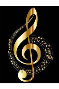 Gold Music Note Graph Paper Composition Notebook