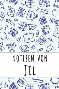 Notizen von Jil: Kariertes Notizbuch mit 5x5 Karomuster für deinen personalisierten Vornamen