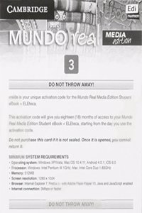 Mundo Real Media Edition Level 3 eBook for Student's Plus Eleteca Access Activation Card
