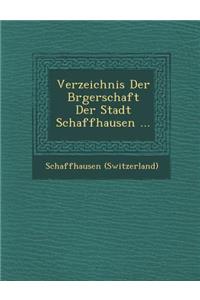 Verzeichnis Der B Rgerschaft Der Stadt Schaffhausen ...