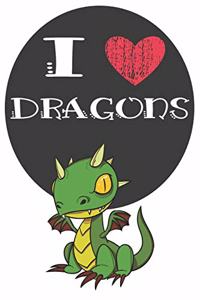 I Heart Dragons: A Cute Dragon Lovers Journal / Notebook / Diary Perfect for Birthday Present or Christmas Gift Great for kids, Teens or Students(6x9 - 110 Blank Lin