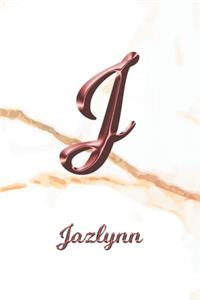 Jazlynn: Sketchbook - Blank Imaginative Sketch Book Paper - Letter J Rose Gold White Marble Pink Effect Cover - Teach & Practice Drawing for Experienced & As