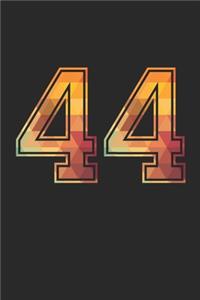 Blank Lined Journal, Notebook, Diary, Planner - 44 Lucky Number Sports Team No. 44 Age Year 1944 - 44th Birthday Gift For 44 Years Old Men and Women