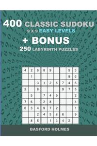 400 classic sudoku 9 x 9 EASY LEVELS + BONUS 250 Labyrinth puzzles