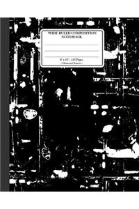 Wide Ruled Composition Notebook 8x 10. 120 Pages. Distressed Pattern