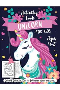 Unicorn Activity Book for Kids Ages 4-8