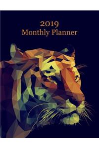 2019 Monthly Planner: Tiger Cover - Includes Major U.S. Holidays and Sporting Events