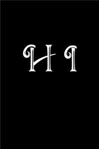 H I: Double Monogram Journal, 100 Pages, 6x9 Inches, Black Glossy Cover