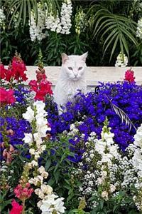 White Cat in the Flower Garden Journal