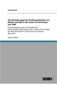 Die Veränderungen der Einflusspotentiale von Militär und AKP in der Türkei im EU-Prozess seit 1999