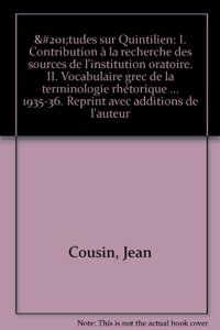 Etudes sur Quintilien