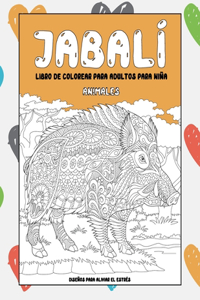 Libro de colorear para adultos para niña - Diseños para aliviar el estrés - Animales - Jabalí