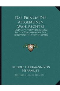 Prinzip Des Allgemeinen Wahlrechtes: Und Seine Verwirklichung In Den Verfassungen Der Europaischen Staaten (1908)