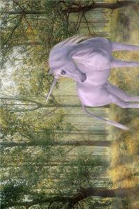 Magical White Unicorn in the Woods Fantasy Illustration Journal