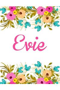 Evie: Personalised Name Notebook/Journal Gift For Women & Girls 100 Pages (White Floral Design)